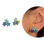 Imagem de Brinco Flores com Zircônia Tons Azul Semijoia Lizzy Fatin