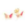 Imagem de Brinco Infantil Rommanel Banhado Ouro Pequena Borboleta Rosa 526502