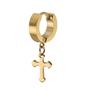 Imagem de Brinco Masculino Argola Cruz Dourado Pingente mini PAR