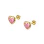 Imagem de Brinco Ouro 18k Solitário Coração 6mm Com Zircônia Diversas Cores BL-101