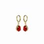 Imagem de Brinco Pequeno Gota Cristal Vermelho Folheado Ouro 18k