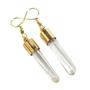 Imagem de Brinco Ponta Cristal Laser 30mm Bruta Anzol Caixinha Dourado