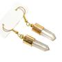 Imagem de Brinco Ponta Cristal Laser 30mm Bruta Anzol Caixinha Dourado