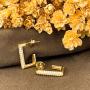 Imagem de Brinco Retangular Kate Cravejada Com Zircônias Cristal Banhado em Ouro 18k