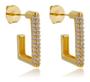 Imagem de Brinco Retangular Kate Cravejada Com Zircônias Cristal Banhado em Ouro 18k