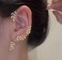 Imagem de Brinco Strass Folha Ear Cuff Fashion Elegante Ouro C/furo