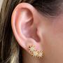 Imagem de Brinco Três Estrelas Cravejadas de Zircônias Banhado em Ouro 18K