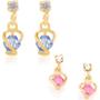 Imagem de Brincos banhado ouro 3x 24k 18k e 22k  femininos zircônia cristal infantil rommanel pendurado rosa azul 523219