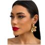 Imagem de Brincos Femininos Flor Argola Folheado Ouro 18k Prata 925  Moda Gringa Lançamento Verão 2025