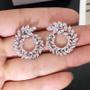 Imagem de Brincos Femininos Grandes E Redondos Com Strass Geométrico Em 10 Cores, Presente De Casamento De