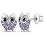 Imagem de Brincos In Season Jewelry em prata esterlina 925 Owl CZ Purp