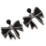 Imagem de Brincos Pendurados com Laço de Strass Preto - Estilo Coreano