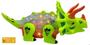 Imagem de Brinquedo Bate e Volta Colecao Dino DM Toys Dinossauro Triceratops com Movimento Luz Som Engrenagens Verde Neon