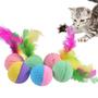 Imagem de Brinquedo Bola Bolinha Macia com Penas para Gato Brincar Pet Exercício Divertido LR-0187