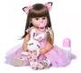 Imagem de Brinquedo Boneca Bebê Reborn Menina Silicone 60cm Olhos Castanho