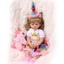 Imagem de Brinquedo Boneca Bebê Reborn Silicone Menina 1º Aninho Unicórnio
