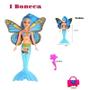 Imagem de Brinquedo Boneca Bonequinha Sereia Encantada Acessórios 20Cm