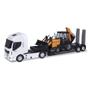 Imagem de Brinquedo Caminhão Iveco Hi Way Plataforma Retroescavadeira Case Construction Branco