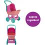 Imagem de Brinquedo Carrinho de Boneca Ninos Rosa em Plástico 49cm Capota Regulável Cotiplas - 2215