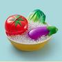 Imagem de Brinquedo Comidinhas KIT COZINHA Frutas e Verdurs MASTERCHEFF c/ tiras autocolantes - Crec Crec ORIGINAL OMG