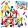 Imagem de Brinquedo de Encaixar Bloco Magnético Infantil Blocos de Montar 64 Peças