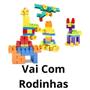Imagem de Brinquedo de Montar 100 Peças Grande Bebê Didatico Educativos Infantil Com Rodinhas