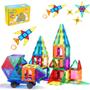 Imagem de Brinquedo Educativo Infantil Bloco de Montar Magnético 65 ou 130 Peças Coloridas com Bolsa de Armazenamento