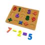Imagem de Brinquedo Educativo Quebra Cabeça Números de Madeira Encaixe Aprender Numerais Símbolos Decimais