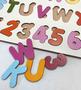 Imagem de Brinquedo educativo tabuleiro encaixe alfabeto + numerais mdf branco - mega impress
