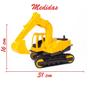 Imagem de Brinquedo Escavadeira Esteira Emborrachada Pá Articulável Máquina Construção Amarela 31cm
