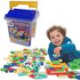 Imagem de Brinquedo infantil balde blocos de montar encaixar presente menino menina criança