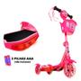 Imagem de Brinquedo Infantil Patinete Scooter 3 Rodas Minnie Cesta Luz