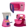 Imagem de Brinquedo Kit Rosa Mini Liquidificador Microondas Batedeira