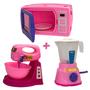 Imagem de Brinquedo Kit Rosa Mini Liquidificador Microondas Batedeira