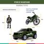 Imagem de Brinquedo Menino Carrinho Pick Up Militar Com Boneco E Moto