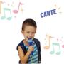 Imagem de Brinquedo microfone duplo pedestal infantil azul com luz sai a voz e musica