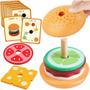 Imagem de Brinquedo Montessoriano de Hambúrguer de Madeira para Crianças - Empilhável e Educativo