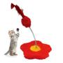 Imagem de Brinquedo para gato arranhador flor vermelho com pompom e pena para gatos 