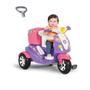 Imagem de Brinquedo Triciclo Moto Uno 2 em 1 Calesita Rosa c/ Som e Luz Empurrador e Porta Objetos 30kilos 