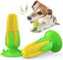 Imagem de Brinquedos de mastigação de dentes de cachorro, brinquedos de mastigação de cachorro - Brinquedos duros de vara de milho para treinamento e limpeza de dentes, squeaky suction cup escova de dentes brinquedo interativo para cão médio pequeno