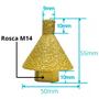 Imagem de Broca Chanfrar 50mm Rosca M14 Soldada Vacuo Esmerilhadeira Com Adaptador Pino