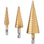 Imagem de Broca de Passo Hexagonal 1/4" Revestida em Titânio - 4 a 12mm/20mm/32mm - Aço HSS