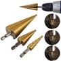 Imagem de Brocas Escalonadas Hss 4 a 32mm Tipo Cone Profissional Com 3 Peças - SAINT