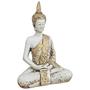 Imagem de Buda Hindu Tibetano Estátua Resina Branco C/ Dourado 20 cm