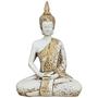 Imagem de Buda Hindu Tibetano Estátua Resina Branco C/ Dourado 20 cm