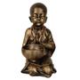 Imagem de Buda Menino Estátua Com Vaso Cumbuca cor ouro grande