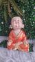 Imagem de Buda Monge da Felicidade Sorridente Sorriso Manto Laranja Decoração18CM