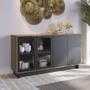 Imagem de Buffet 4 Portas Marcel Noce Milano/ Preto Fosco 160 cm