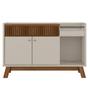 Imagem de Buffet Aparador Decorativo Modric Detalhe Ripado 133cm Freijo/Off White G77 - Gran Belo