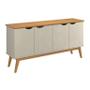 Imagem de Buffet / Balcão PR 1.60m 4 Portas Estilo Retrô Com Pés em Madeira Maciça Cor Off White / Cinamomo